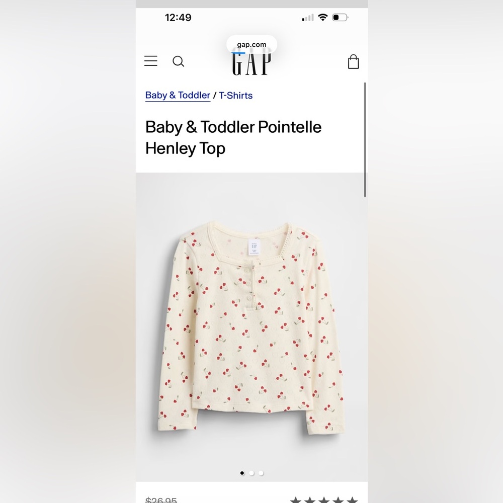 Gap Pointelle Henley Top- NWT- 4T